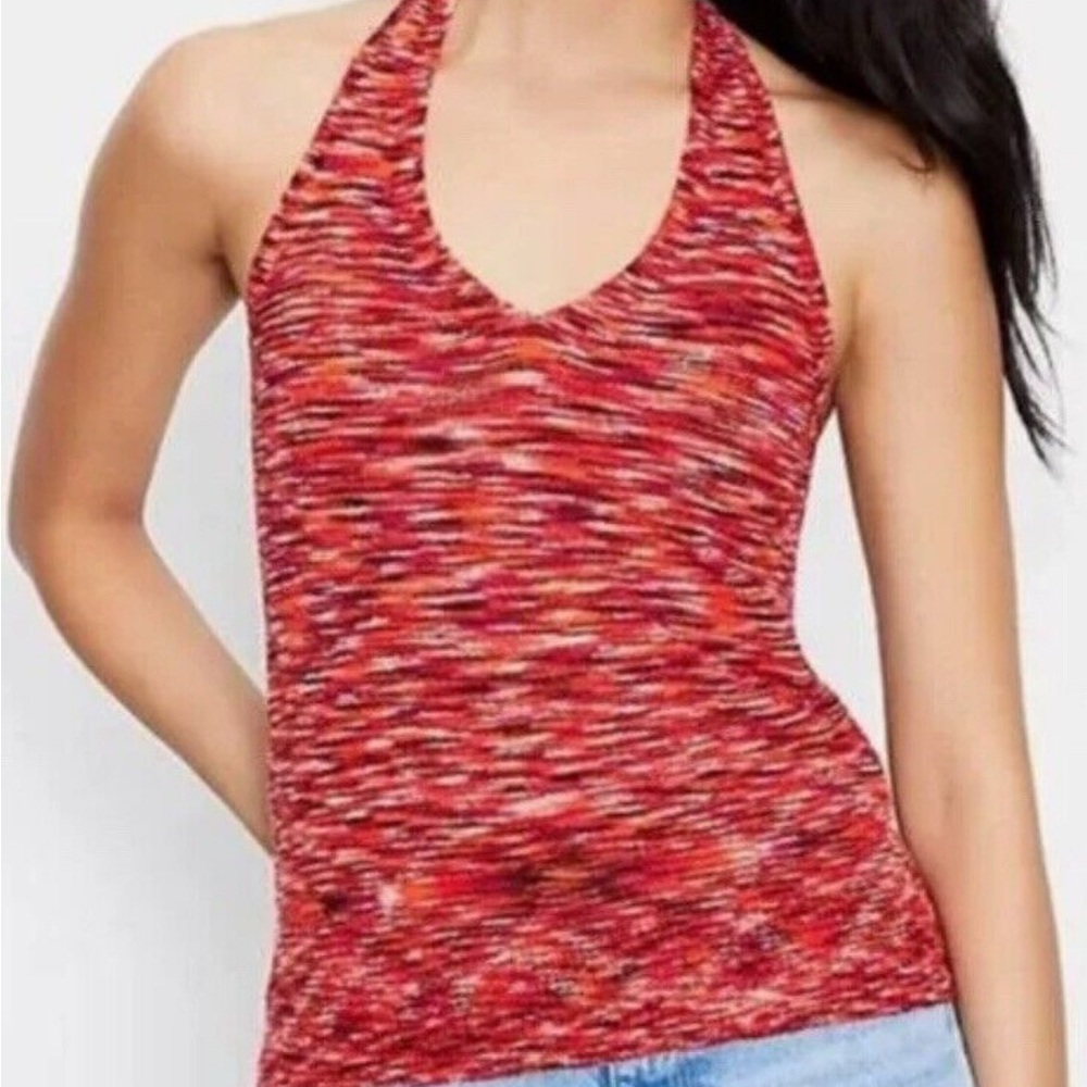 Loft Women’s XL Space Dye Halter Sweater Tank Top Shades of Red